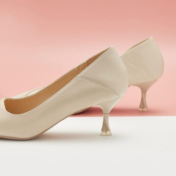 C.Paravano Pointy Kitten Heels – White D3 - Picture 3 of 4